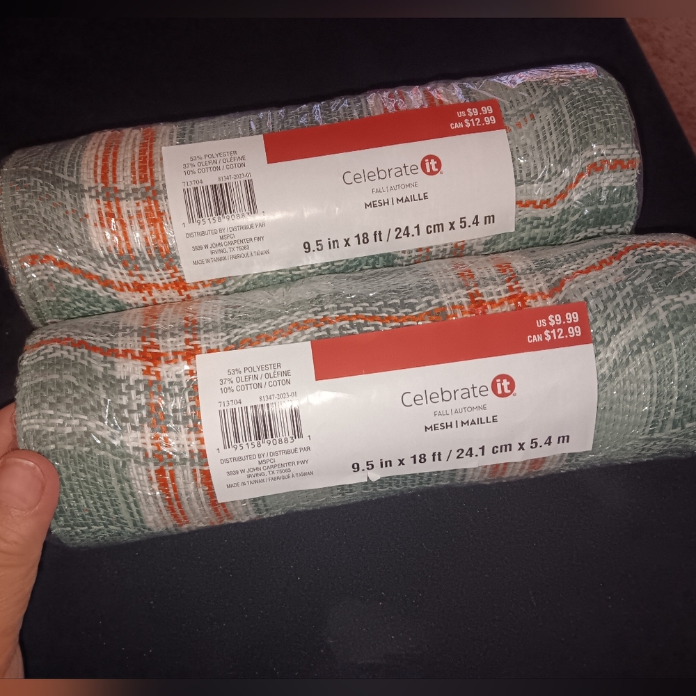 Two rolls of mesh ribbon, 18 ft each